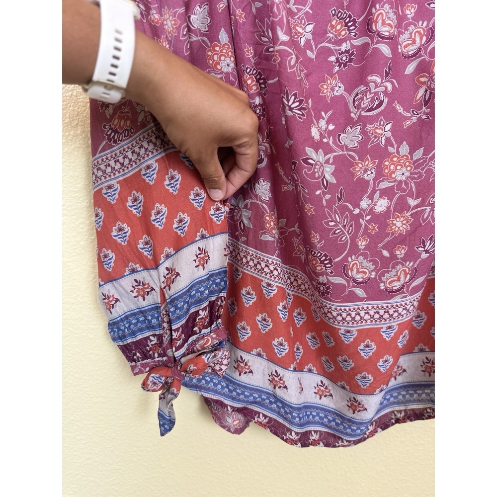 Beachlunchlounge Boho Off The Shoulder Floral Blouse Size Medium Western - Picture 4 of 6